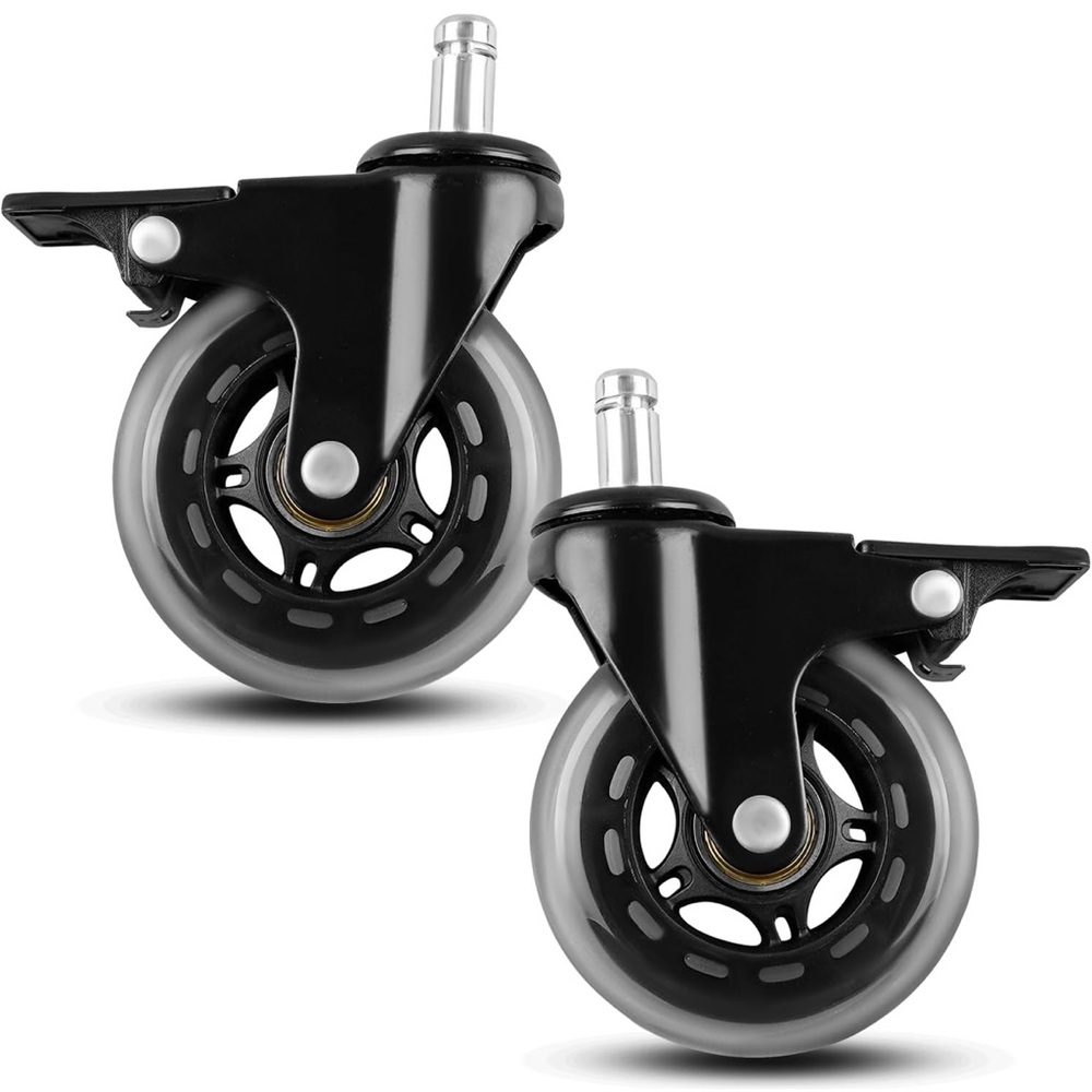 Set of 2 Black and Gray Replacement Caster Wheels
